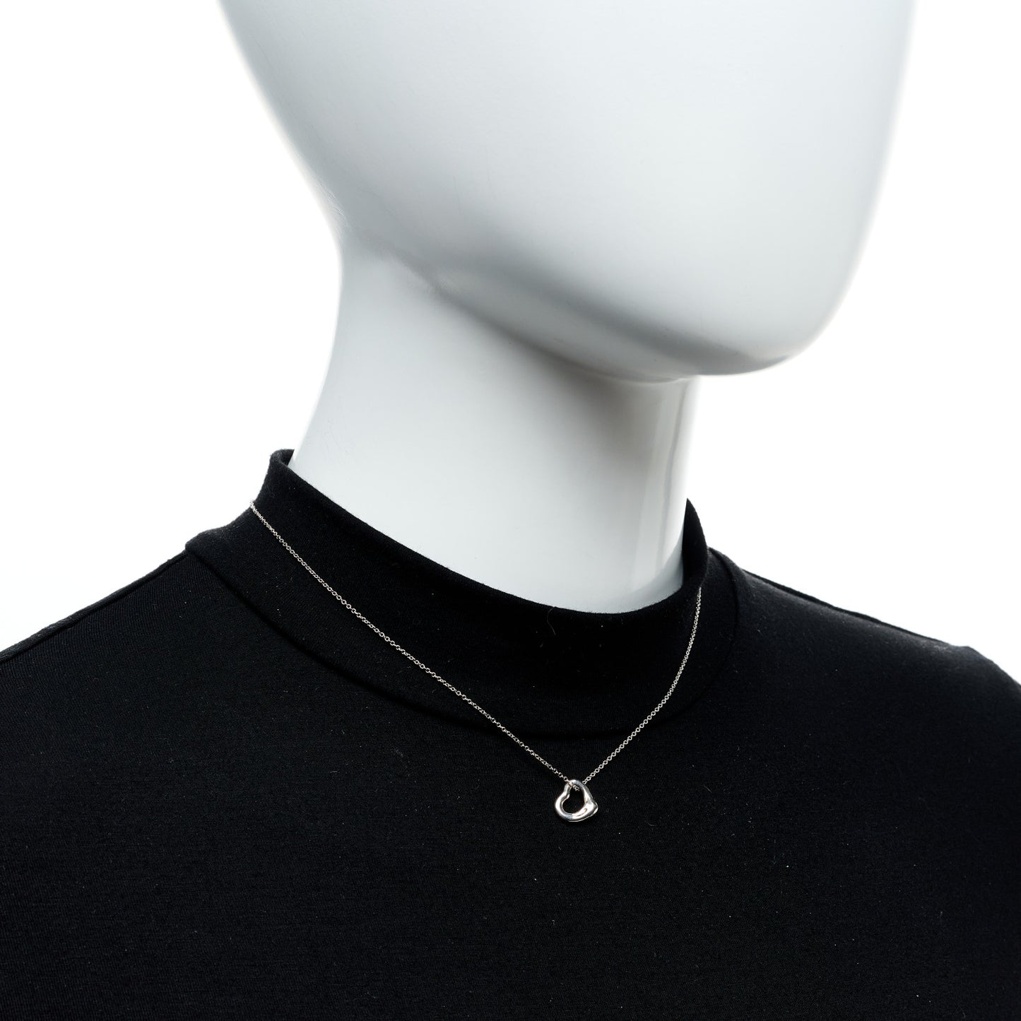 Sterling Silver 9mm Elsa Peretti Open Heart Pendant Necklace
