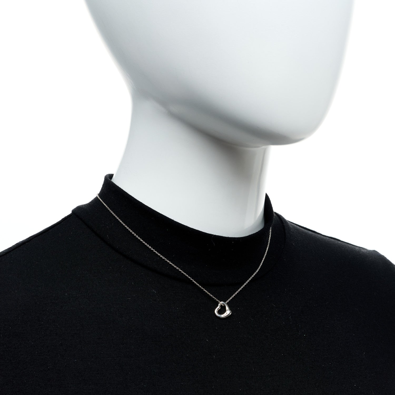 Tiffany Sterling Silver 9mm Elsa Peretti Open Heart Pendant Necklace 2 of 7