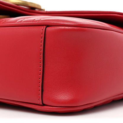 Gucci Calfskin Matelasse Mini GG Marmont Shoulder Bag Hibiscus Red 8 of 11