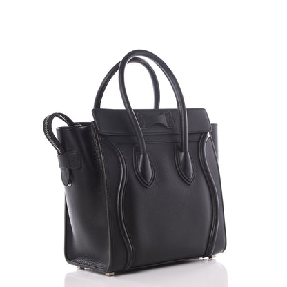 Celine Drummed Calfskin Micro Luggage Black 2 of 8