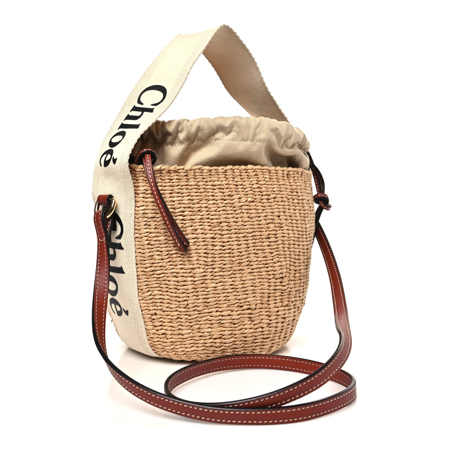 X MIFUKO Raffia Calfskin Small Woody Basket Shoulder Bag Black Beige