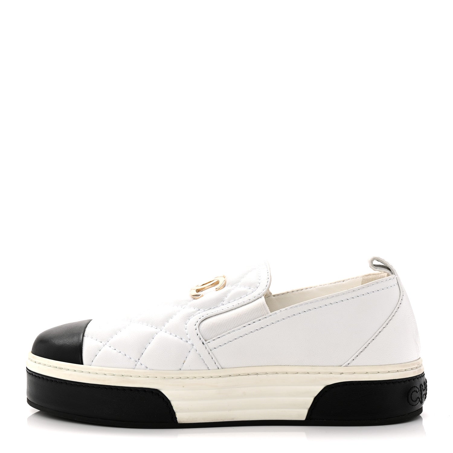 Chanel Lambskin Quilted Womens CC Stroll Sneakers 36 White 1 of 11