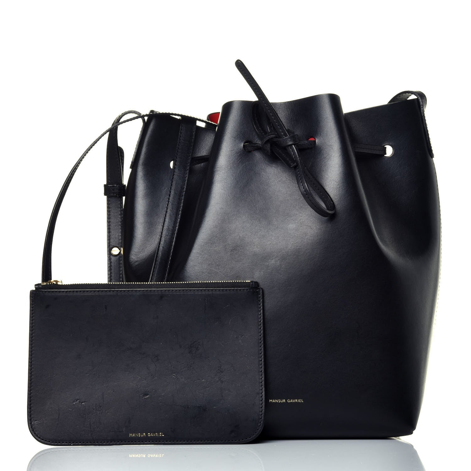 Mansur Gavriel Calfskin Mini Bucket Bag Black Flamma 1 of 8