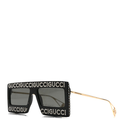 Gucci Acetate Crystal Mask-Frame Sunglasses GG0431S Black 1 of 7