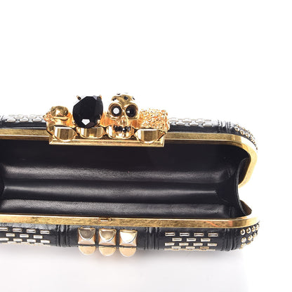 Alexander McQueen Nappa Studded Skull Knuckle Box Clutch Black 6 of 8