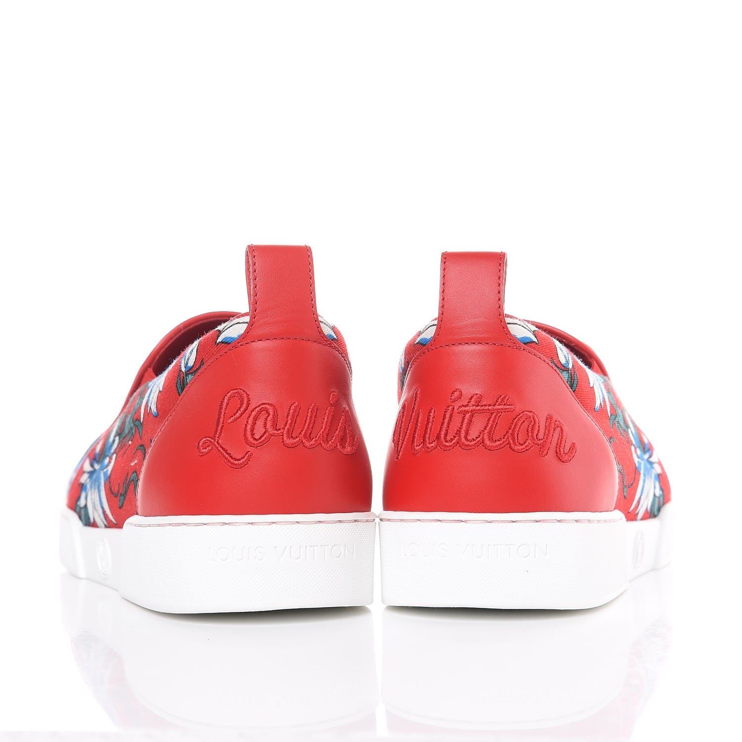Louis Vuitton Canvas Printed Match-Up Slip On Sneakers 6.5 Red 5 of 11