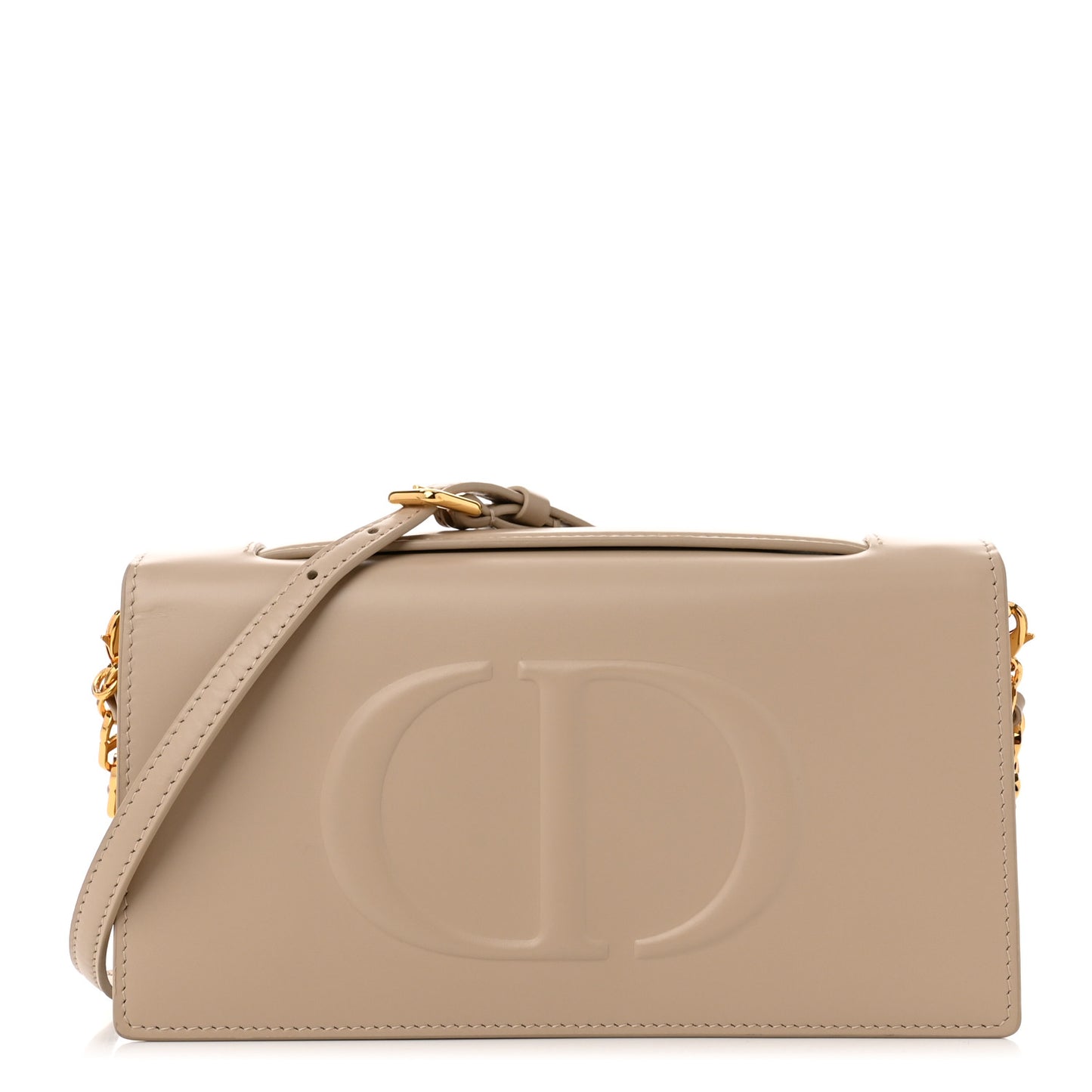 Calfskin CD Signature Clutch Caramel Beige
