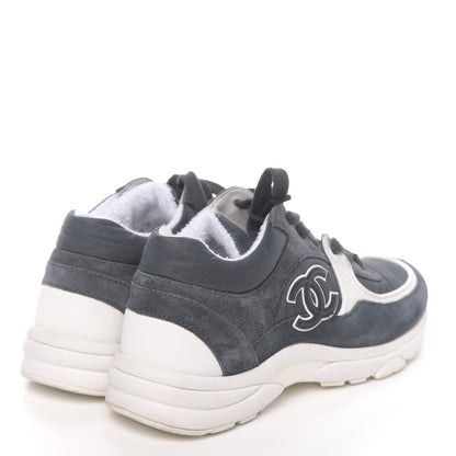 Chanel Denim Suede Calfskin CC Sneakers 36 Grey 4 of 9