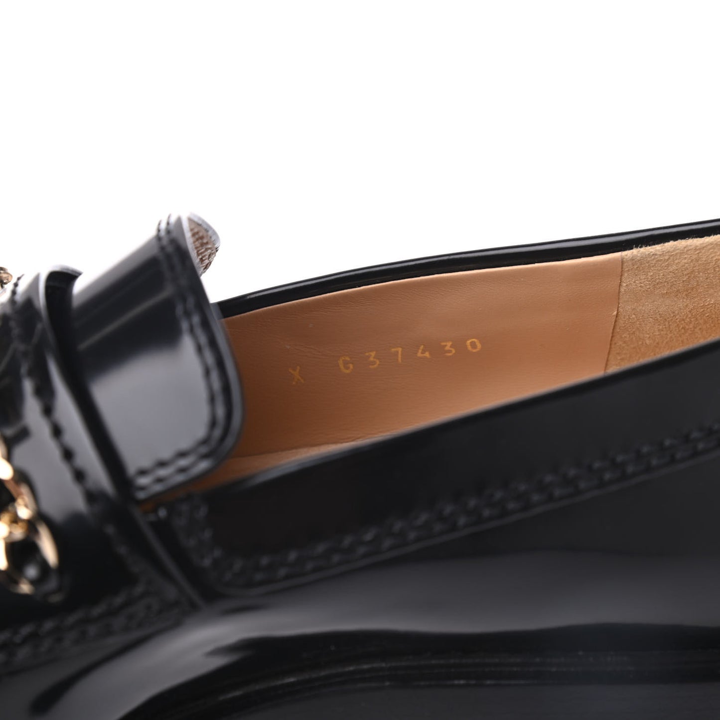 Shiny Calfskin Logo Loafers 37.5 Black