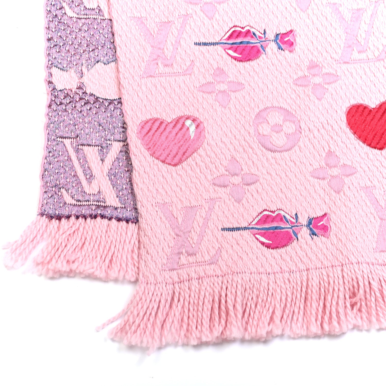 Louis Vuitton Wool Silk Logomania A La Folie Scarf Rose 3 of 3