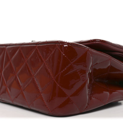 Chanel Patent Quilted Jumbo Double Flap Dark Red 10 of 10