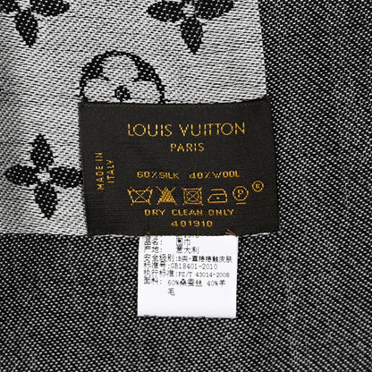 Louis Vuitton Silk Wool Monogram Denim Shawl Black 3 of 3