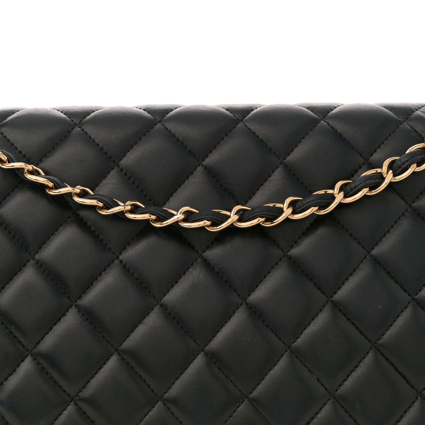 Lambskin Quilted Maxi Double Flap Black