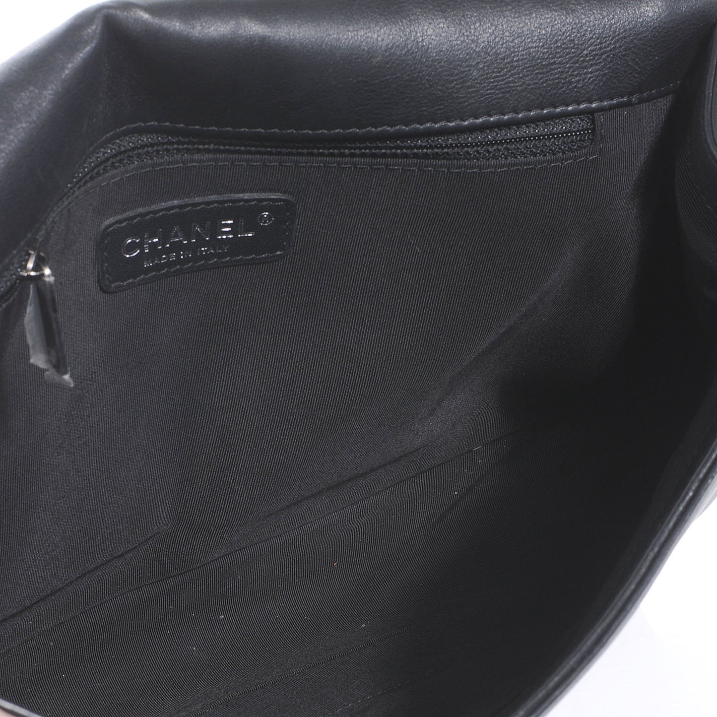 Calfskin Quilted Large Boy Flap Black
