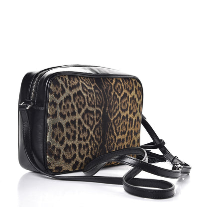 Saint Laurent Calfskin Leopard Print Monogram Lou Camera Bag Black 2 of 8