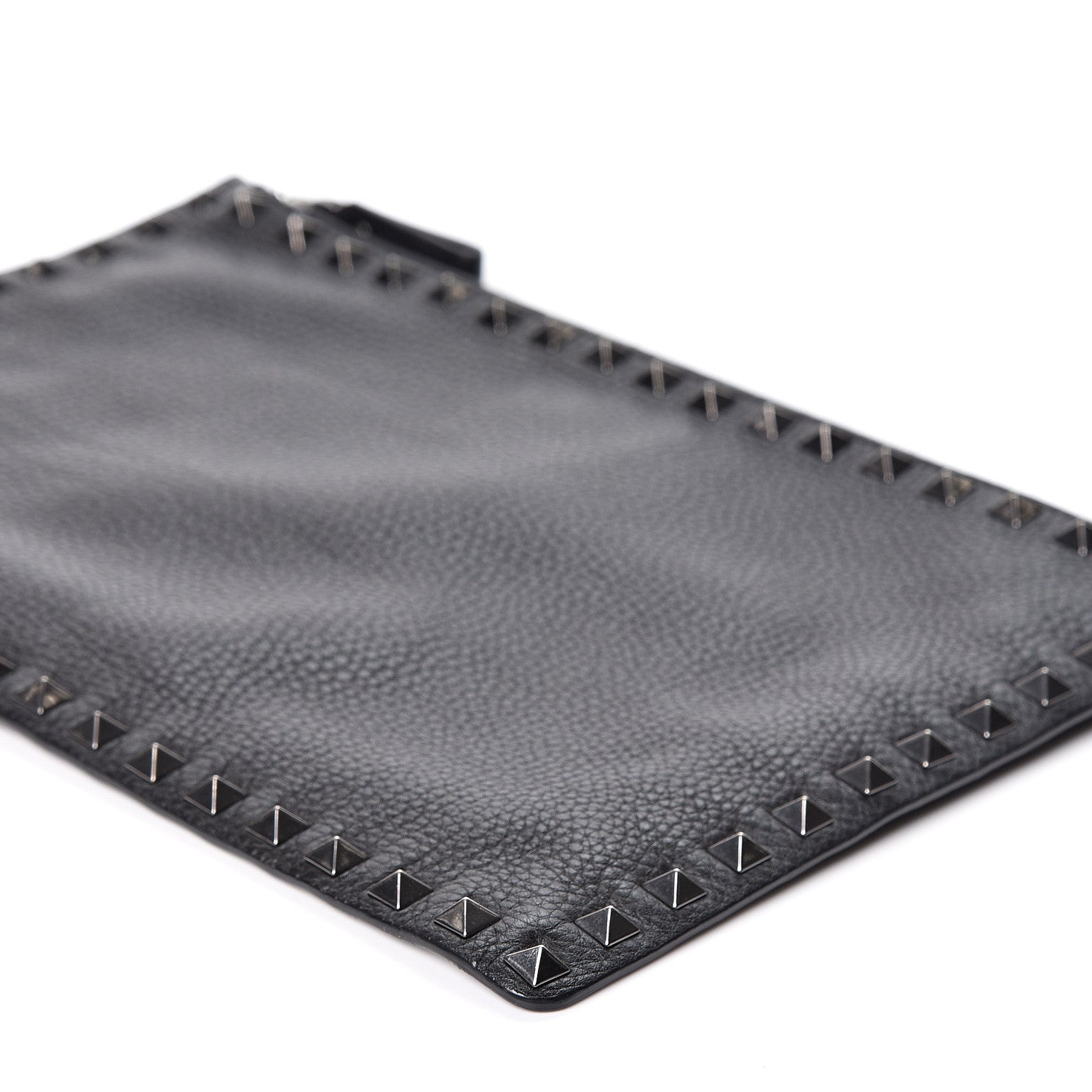 Valentino Garavani Pebbled Calfskin Large Rockstud Zip Pouch Black 8 of 8