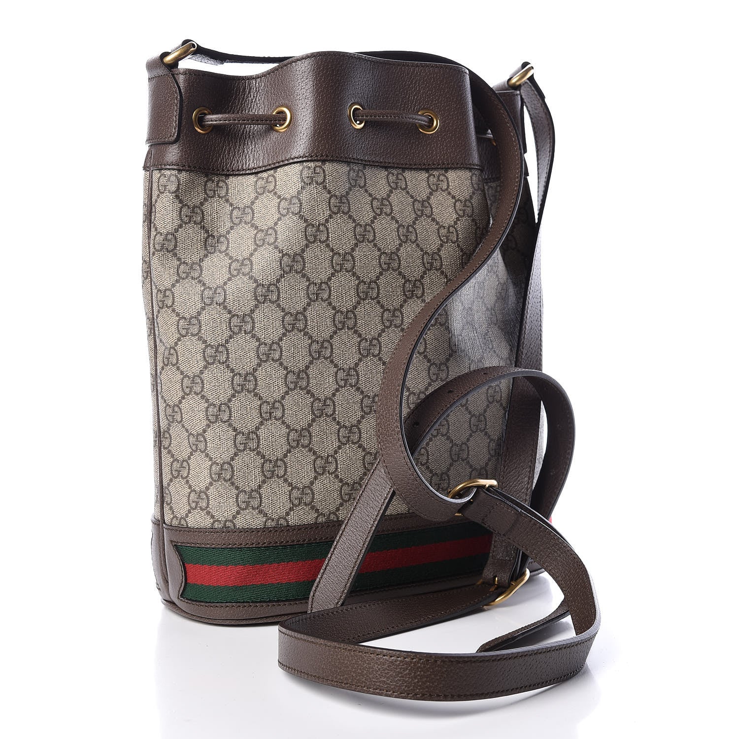 Gucci GG Supreme Monogram Web Ophidia Bucket Bag Brown 4 of 12