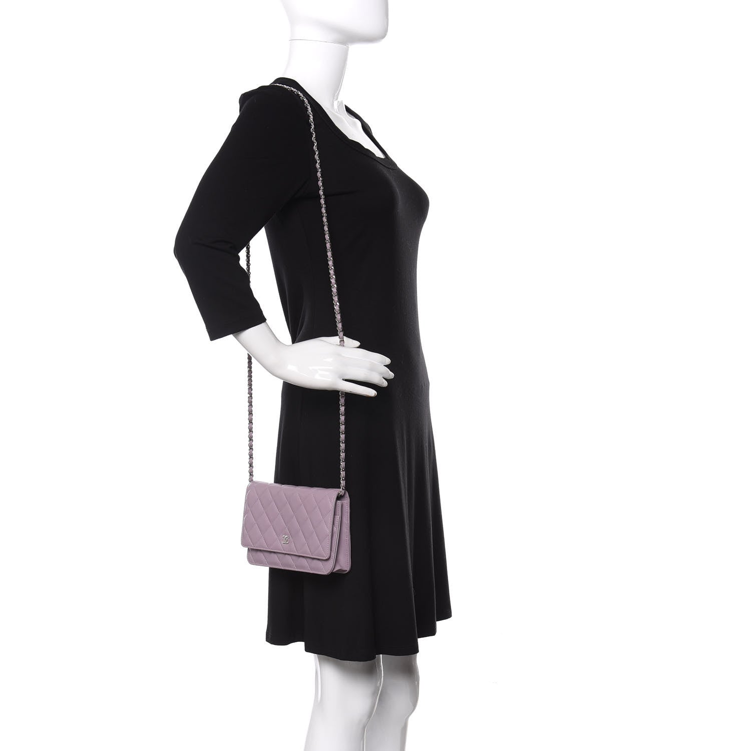 Chanel Lambskin Quilted Wallet On Chain WOC Light Purple 2 of 12
