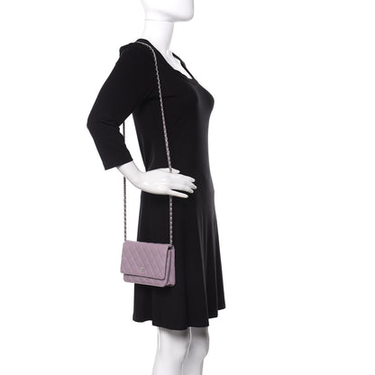 Chanel Lambskin Quilted Wallet On Chain WOC Light Purple 2 of 12