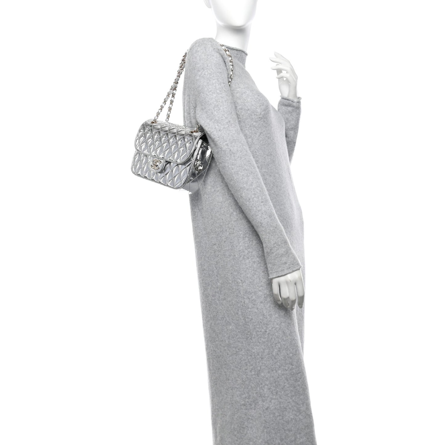 Mirror Calfskin Metallic Calfskin Medium Hollywood Boulevard Flap With Star Coin Purse Silvery