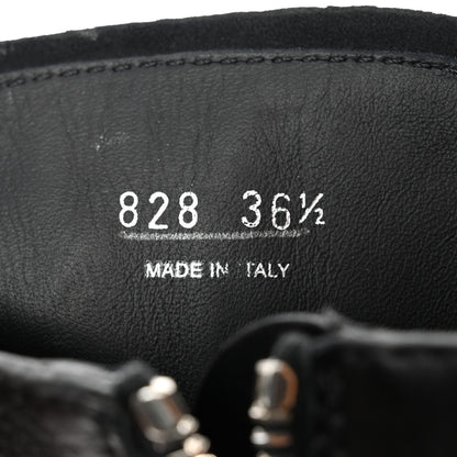 Prada Vitello Lux Nylon Metal Triangle Logo Monolith Pouch Pocket 55mm Tall Combat Boots 36.5 Black 7 of 10