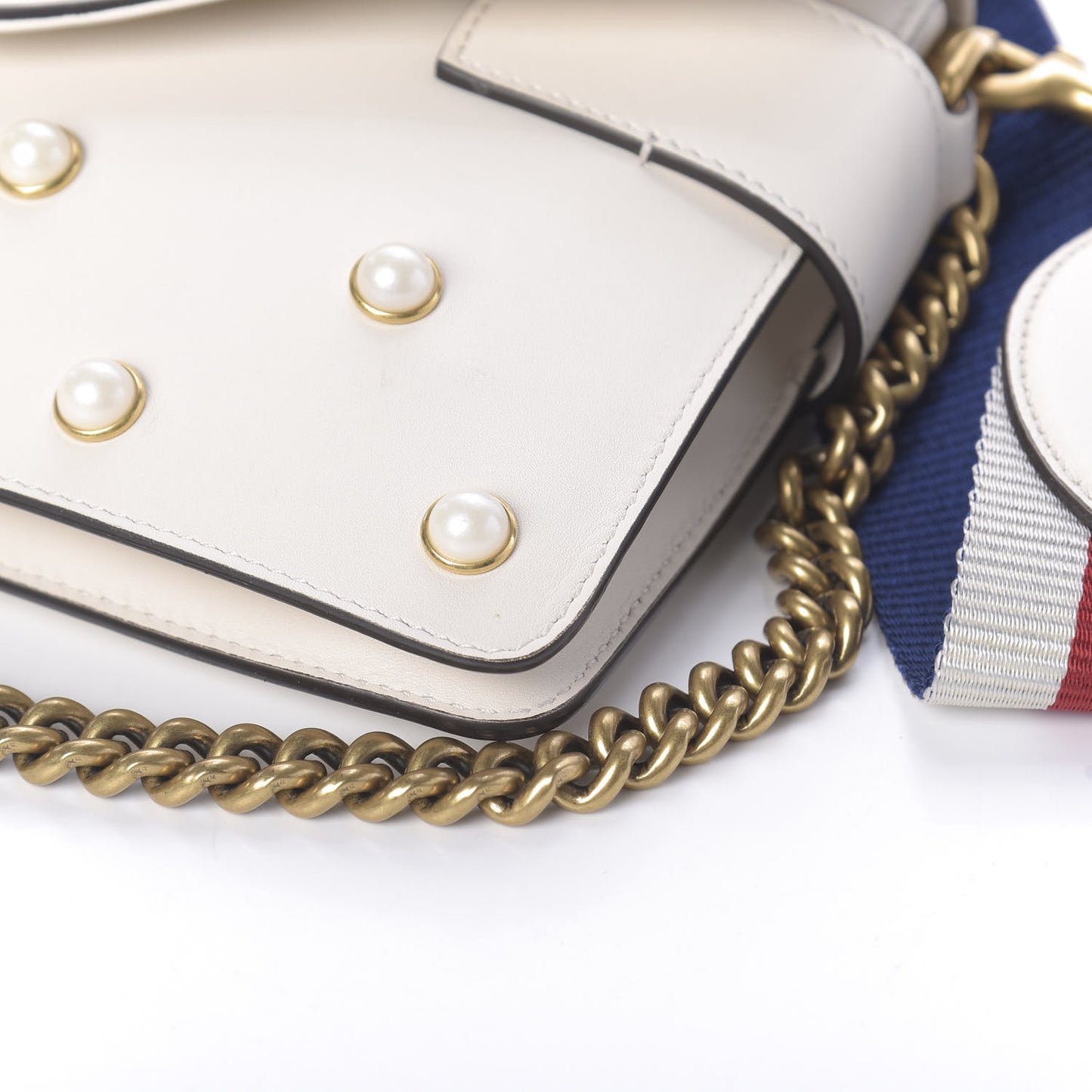Nappa Pearl Studded Mini Queen Margaret Broadway Shoulder Bag Mystic White