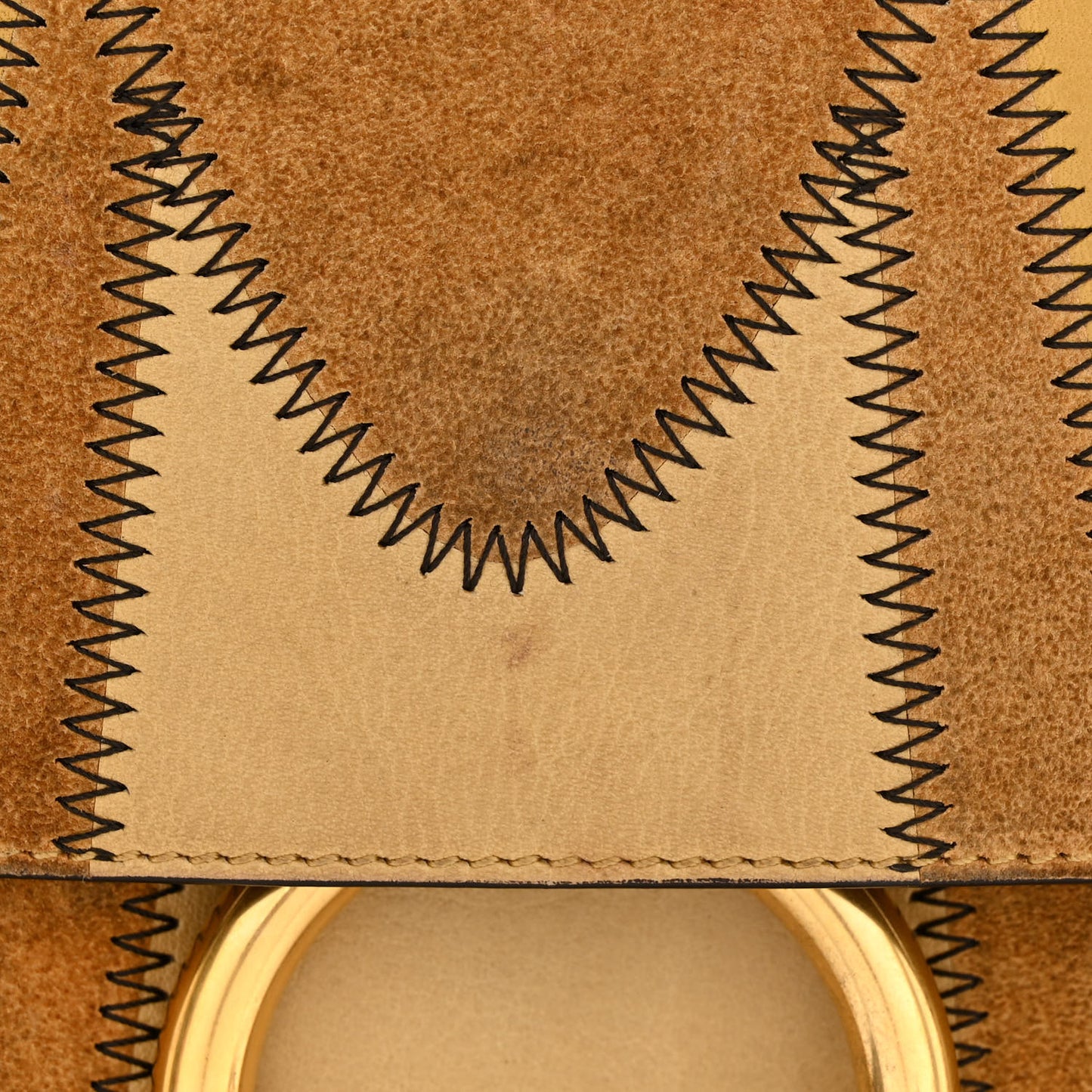 Suede Patchwork Medium Faye Shoulder Bag Brown Multicolor