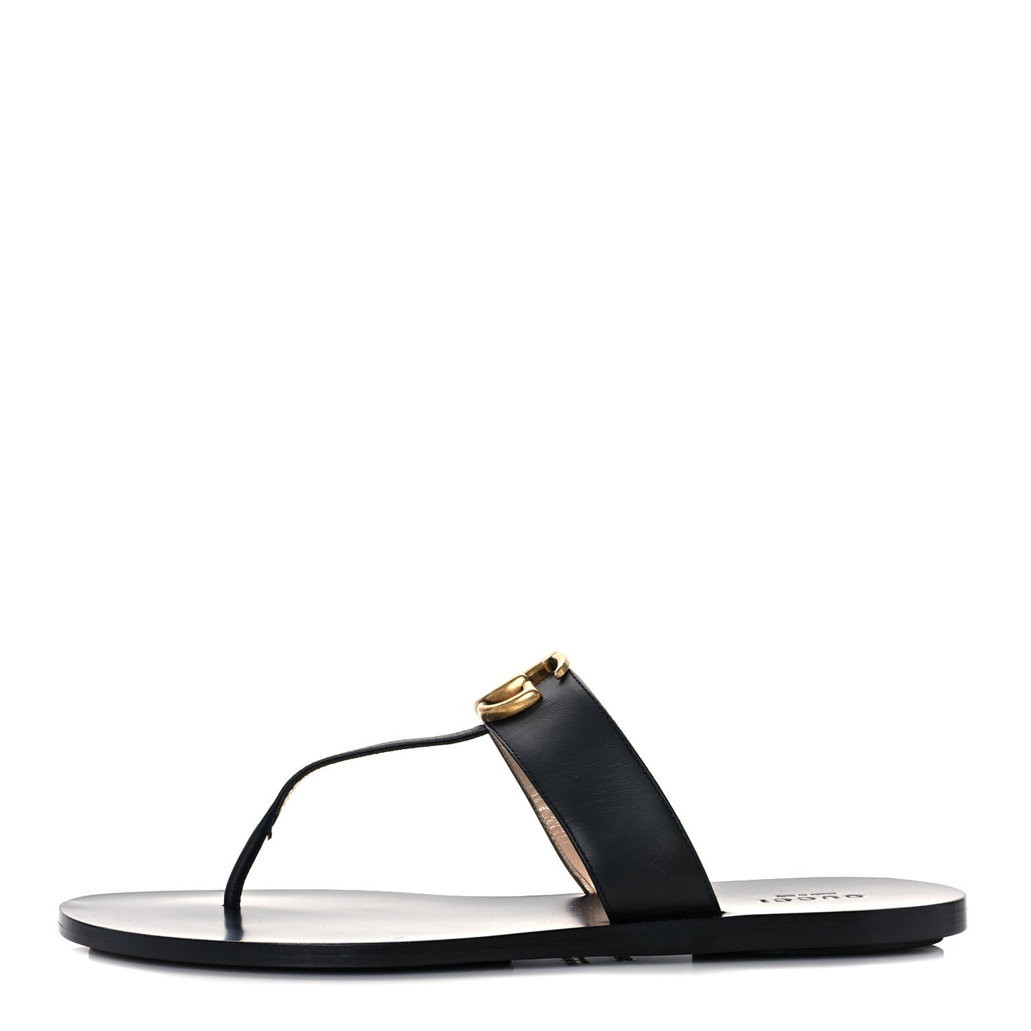 Calfskin GG Marmont Thong Sandals 39.5 Black
