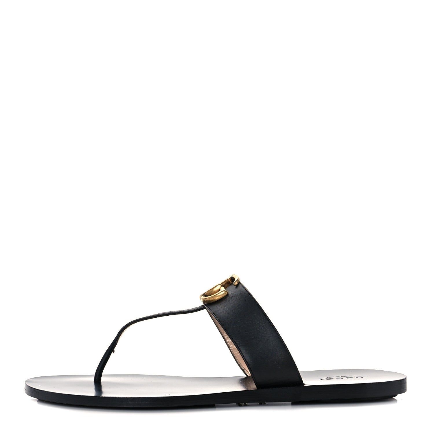 Gucci Calfskin GG Marmont Thong Sandals 39.5 Black 1 of 7