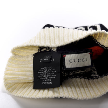 Gucci Cable Knit GG Monogram Beanie Hat M Navy Red 4 of 4
