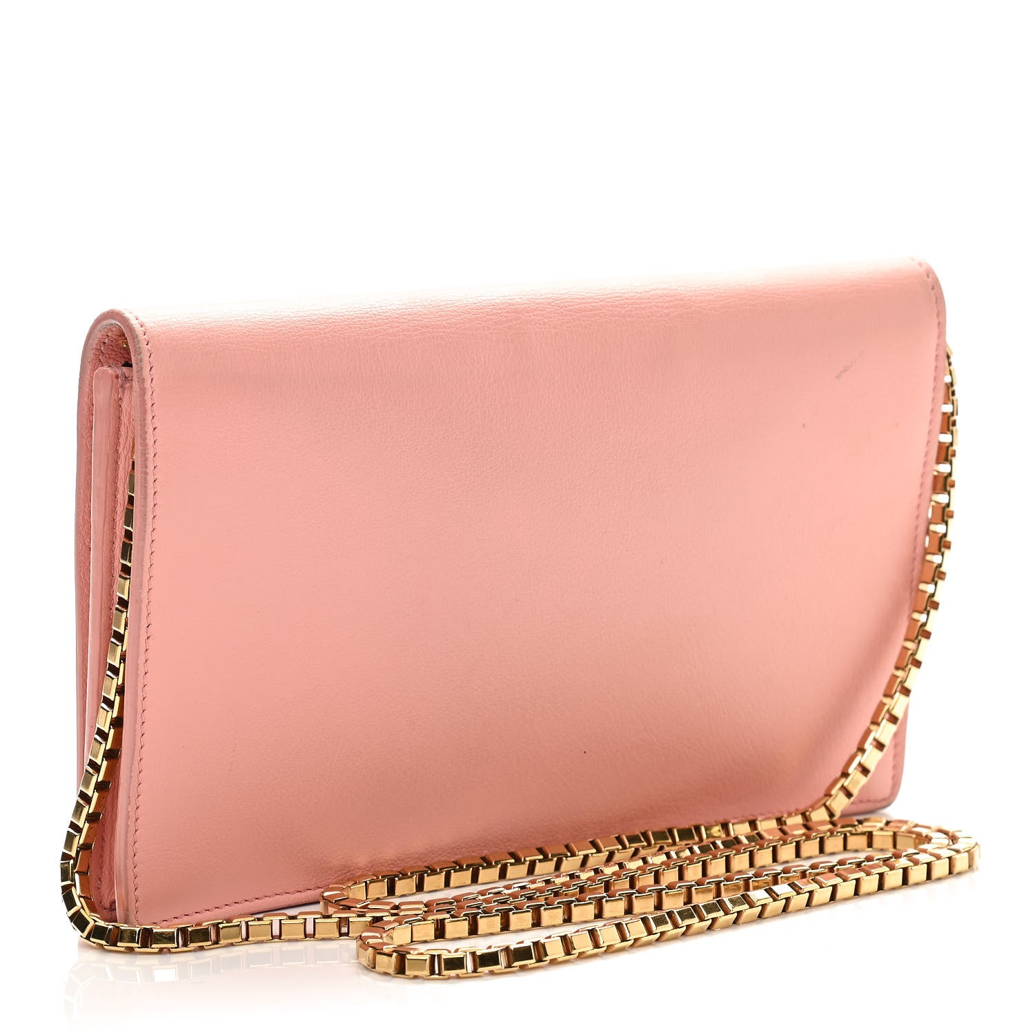 Balenciaga Veau Amp Plate Gold Chain Wallet Rose 2 of 10