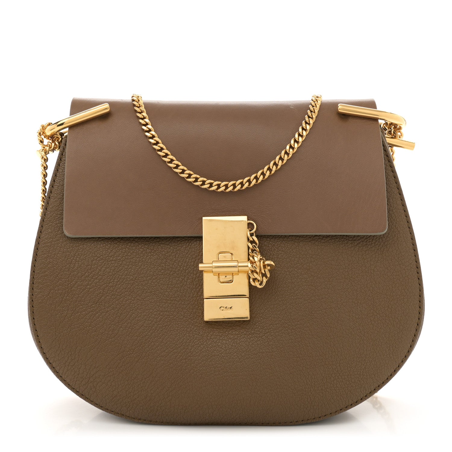 Chloe Grained Lambskin Drew Shoulder Bag Woody Khaki 1 of 11