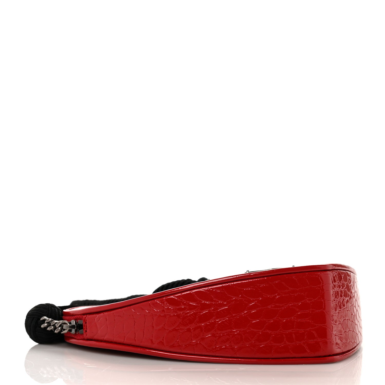 Saint Laurent Patent Crocodile Embossed Sac Coeur Heart Shaped Clutch Red 4 of 11