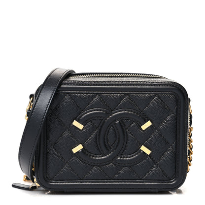 Chanel Caviar Quilted CC Filigree Vanity Clutch With Chain Black 1 of 10
