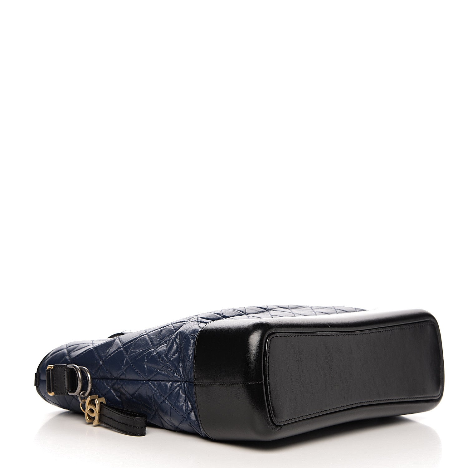 Chanel Aged Calfskin Quilted Large Gabrielle Shopping Tote Navy Black 3 of 9