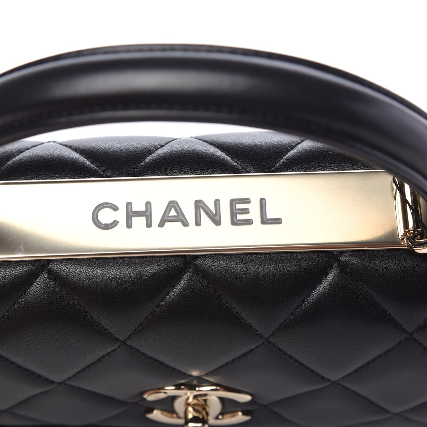Lambskin Quilted Small Trendy CC Dual Handle Flap Bag Black