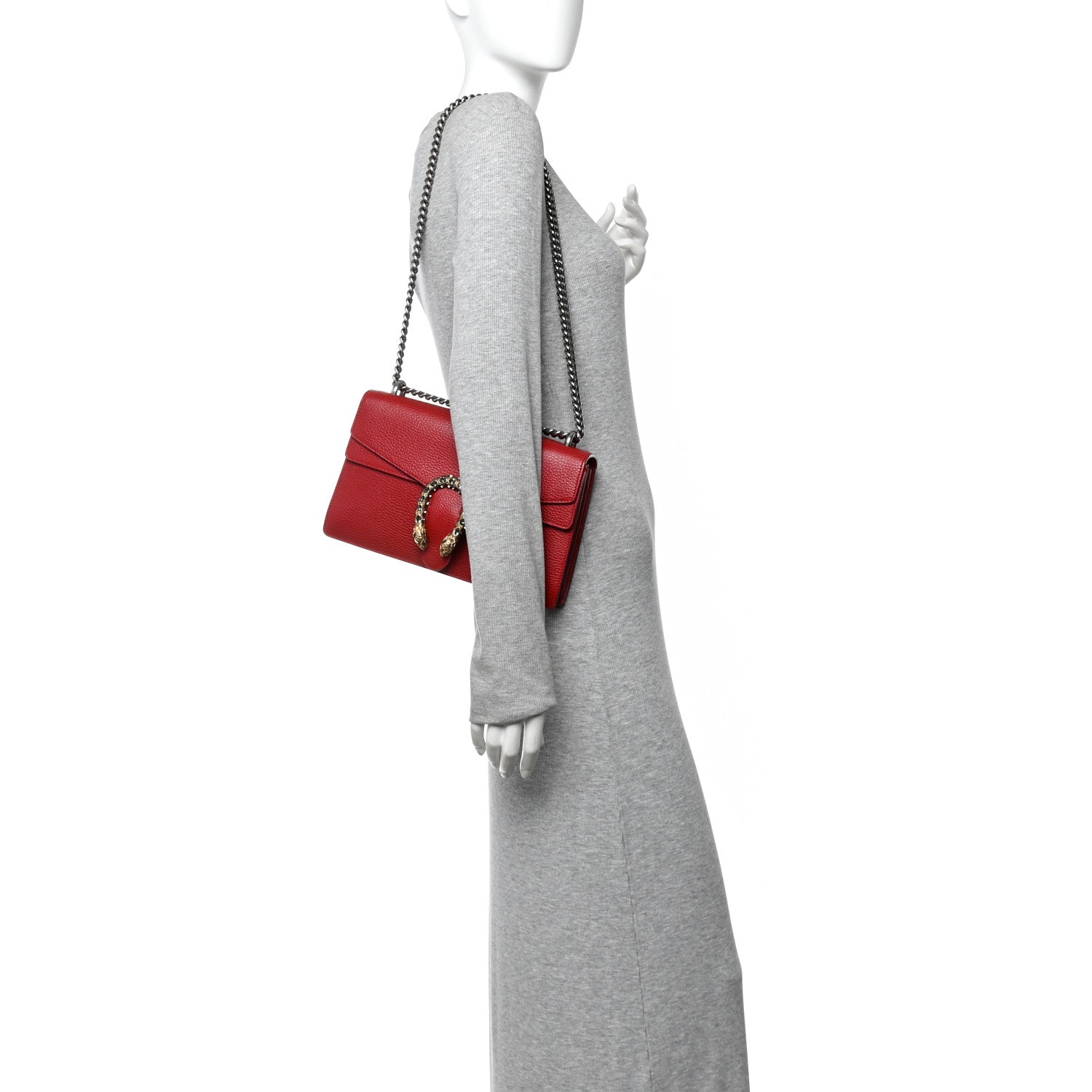 Gucci Dollar Calfskin Swarovski Crystal Small Dionysus Shoulder Bag Hibiscus Red 2 of 10