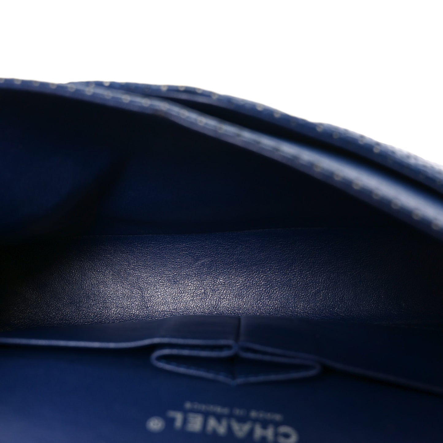 Lambskin Perforated Medium Double Flap Blue