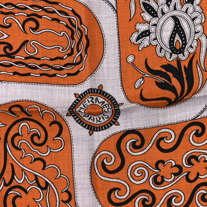 Hermes Cashmere Silk Festival Des Amazones Shawl 140 Orange Gris Chine Black 2 of 3