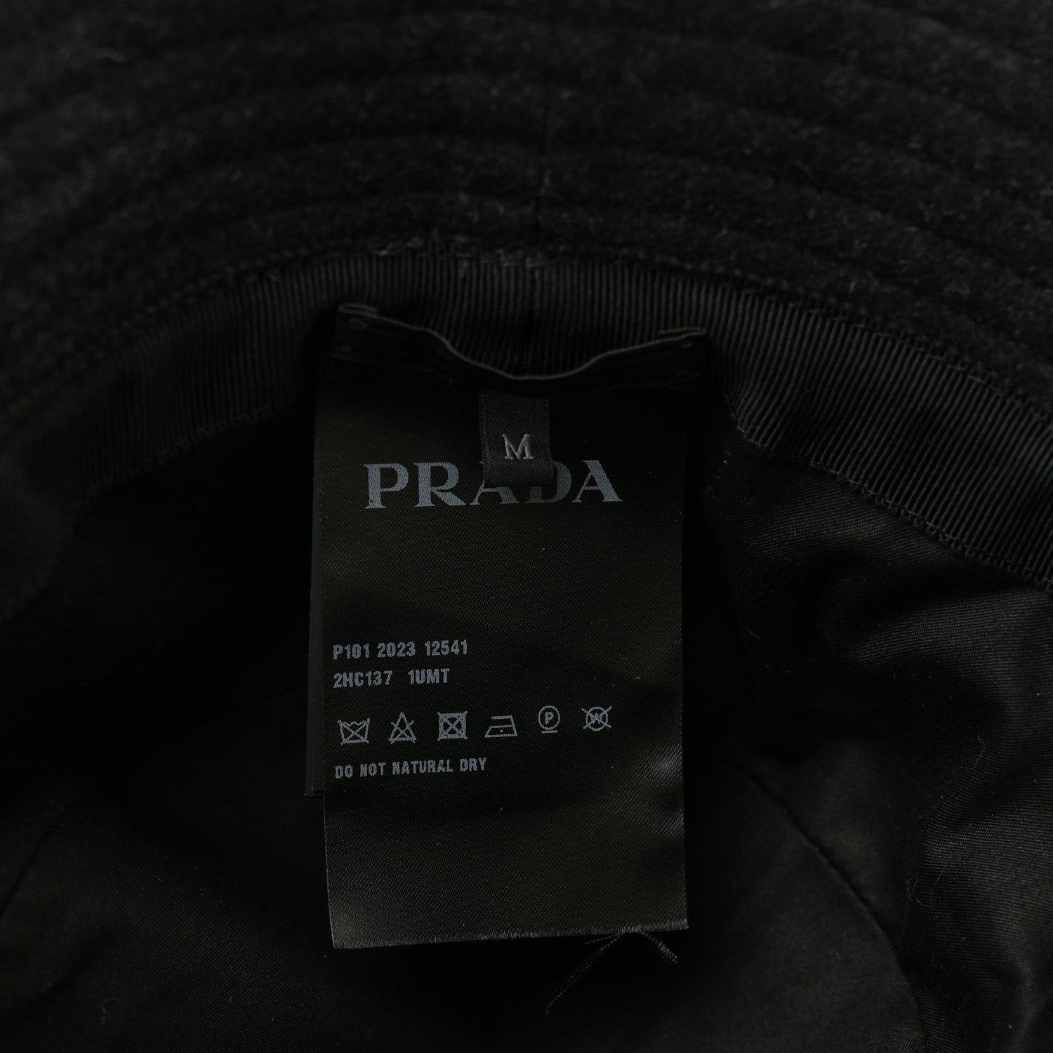 Prada Authentic Loden Wool Metal Triangle Logo Bucket Hat M Anthracite 9 of 10