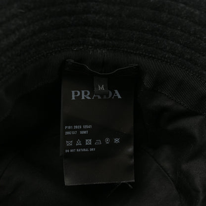 Prada Authentic Loden Wool Metal Triangle Logo Bucket Hat M Anthracite 9 of 10