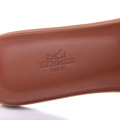 Hermes Box Calfskin Oran Sandals 39.5 Gold 8 of 11