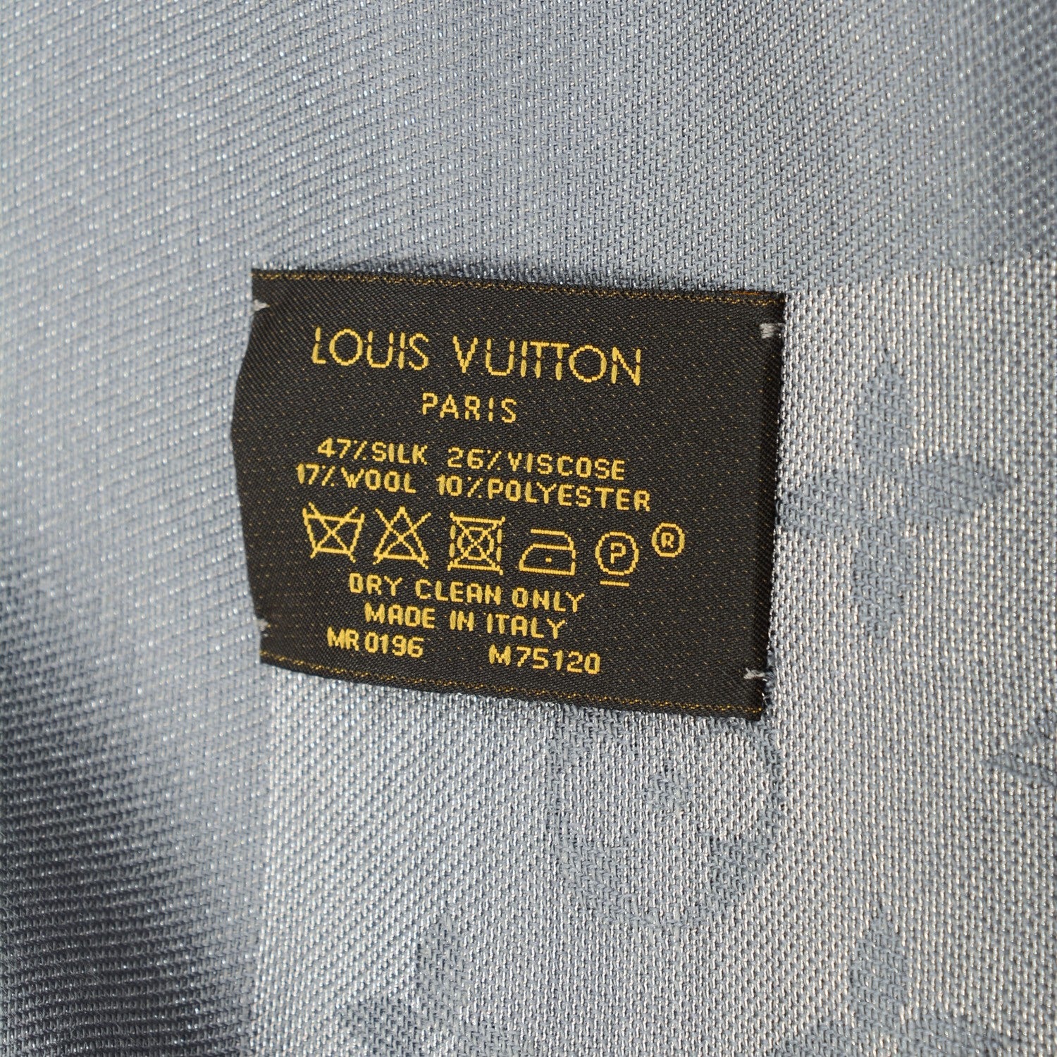 Louis Vuitton Silk Lurex Wool Monogram Shine Shawl Charcoal Grey 5 of 5