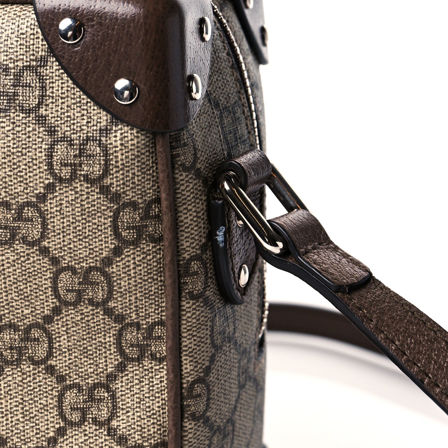 GG Supreme Monogram Textured Calfskin Square Messenger Bag Beige Ebony New Acero