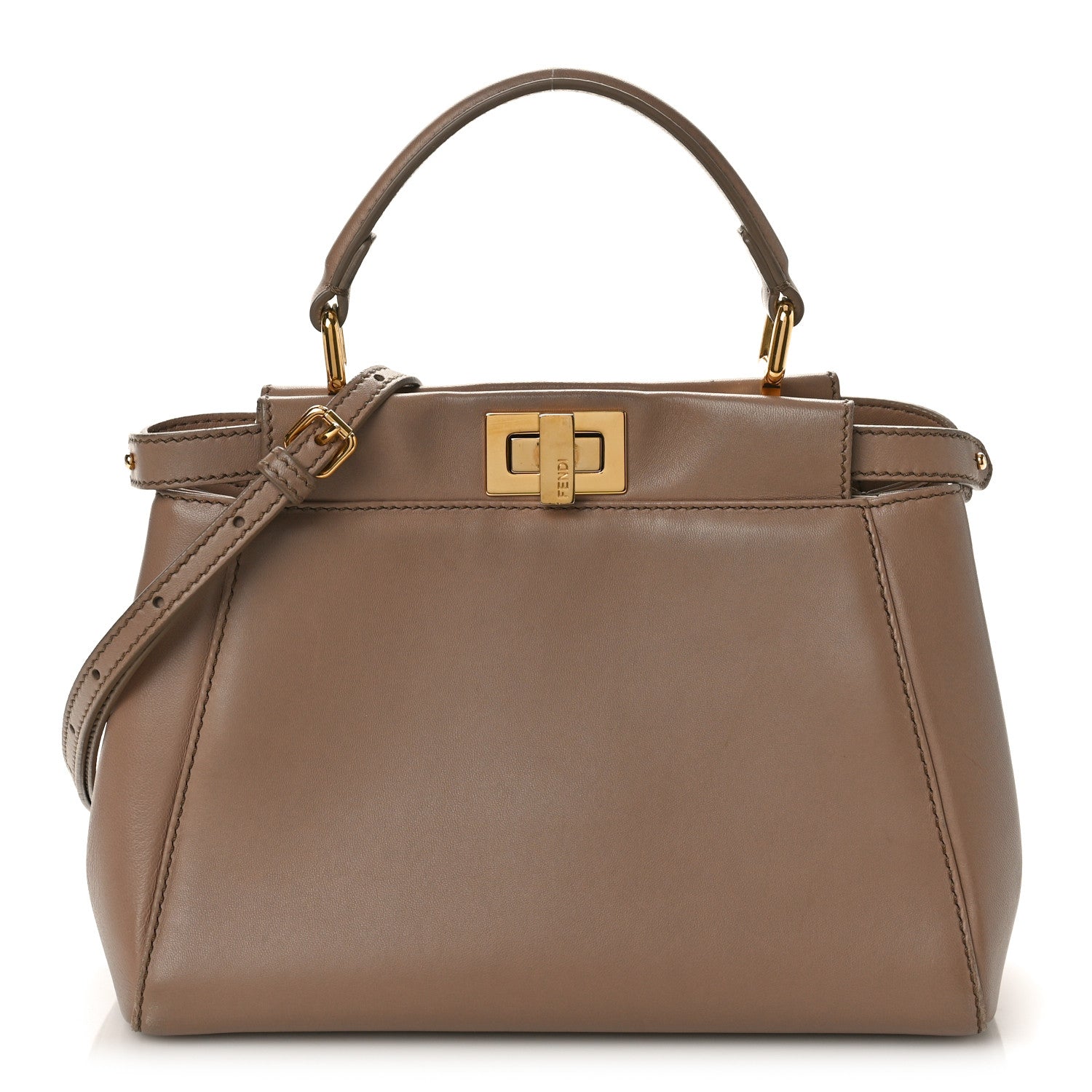 Fendi Nappa Mini Peekaboo Iconic Satchel Tortora 1 of 8