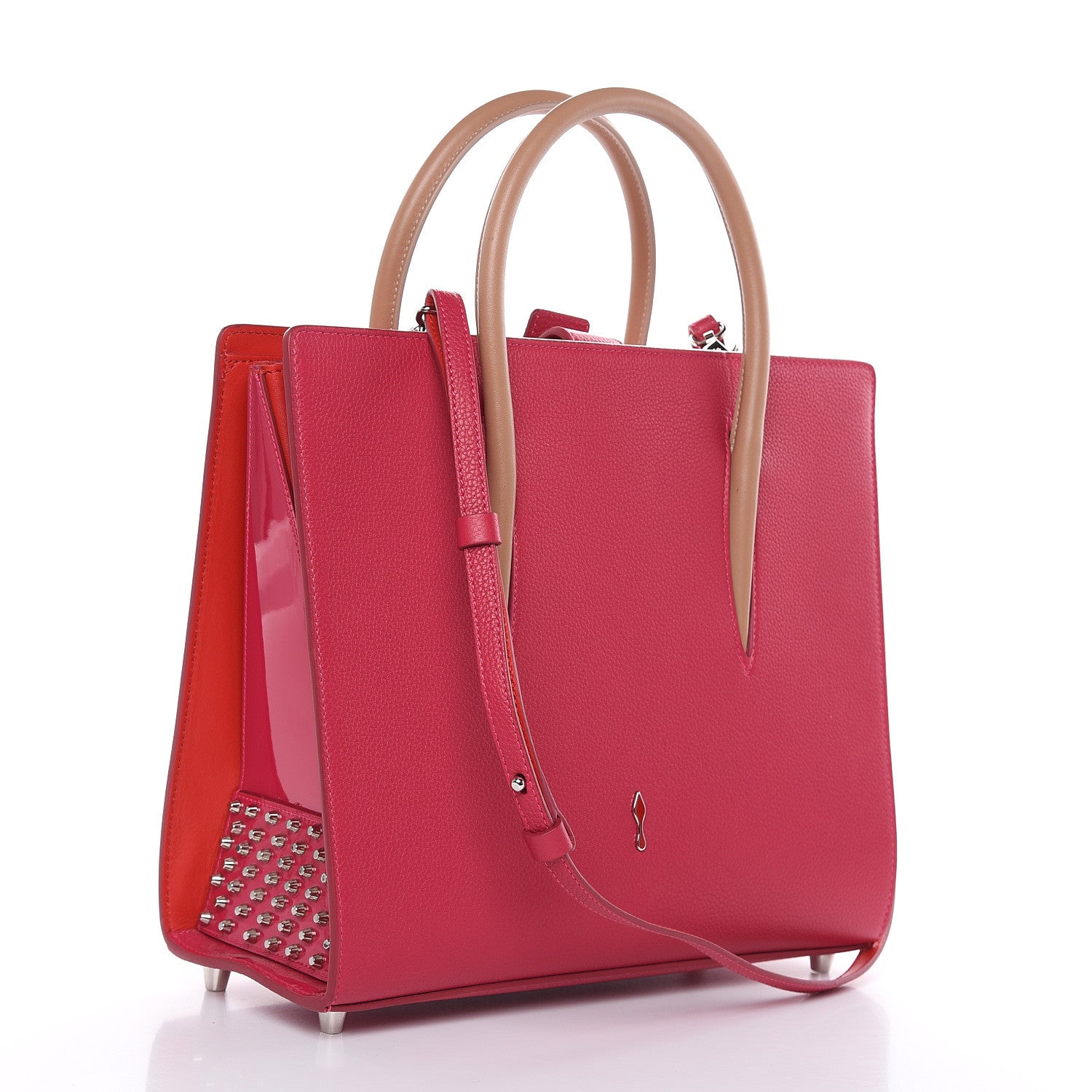 Christian Louboutin Calfskin Empire Patent Studded Medium Paloma Loulou 3 of 12