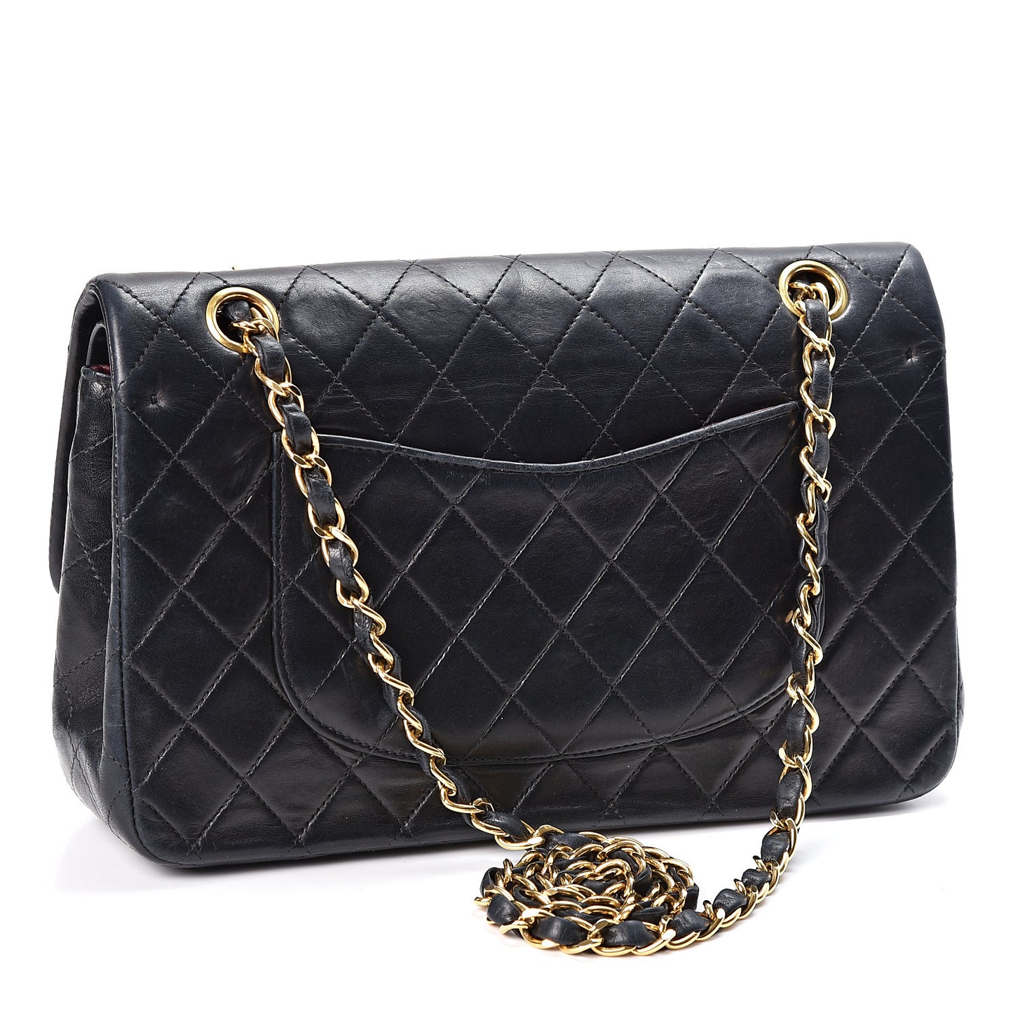Lambskin Quilted Medium Double Flap Black