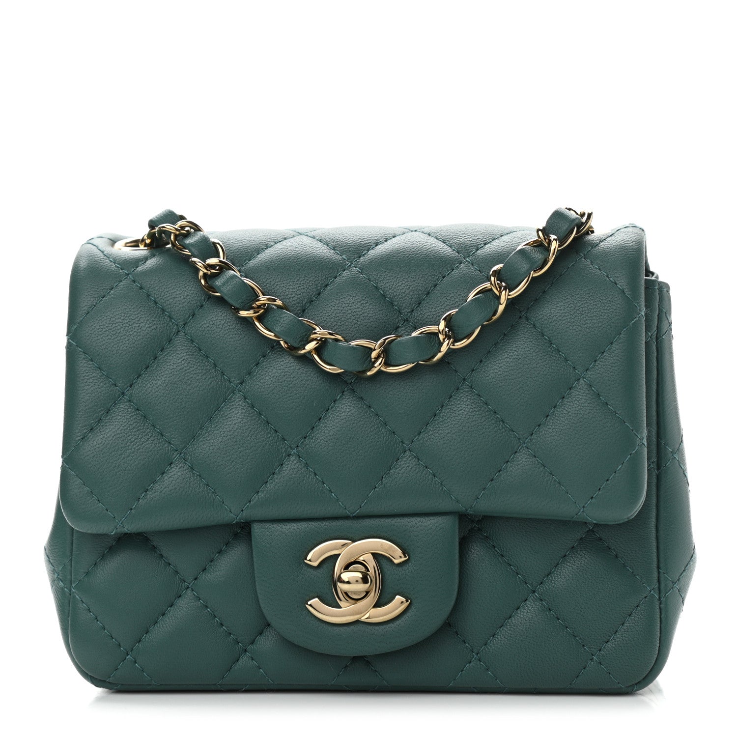 Chanel Lambskin Quilted Mini Square Flap Green 1 of 10