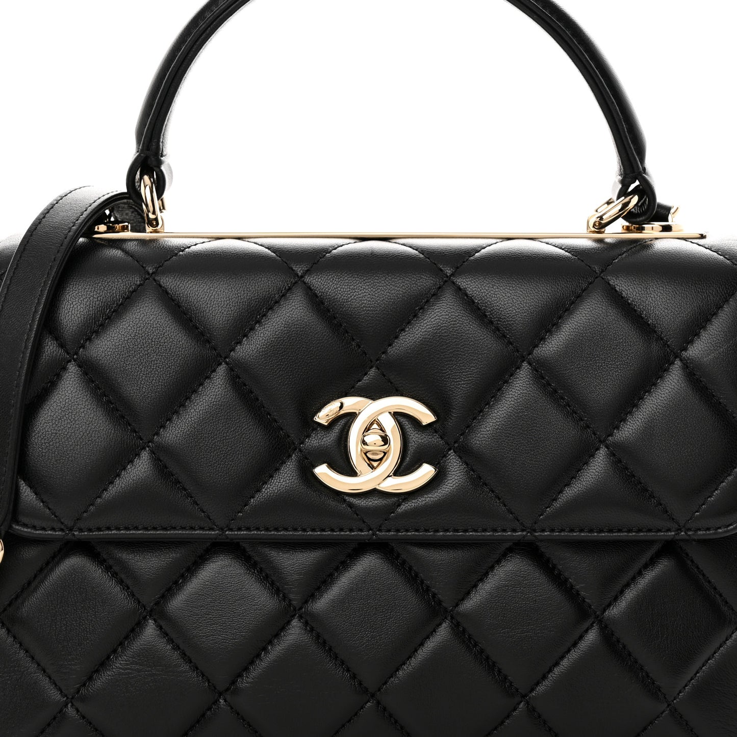 Lambskin Quilted Small Trendy CC Dual Handle Flap Bag Black