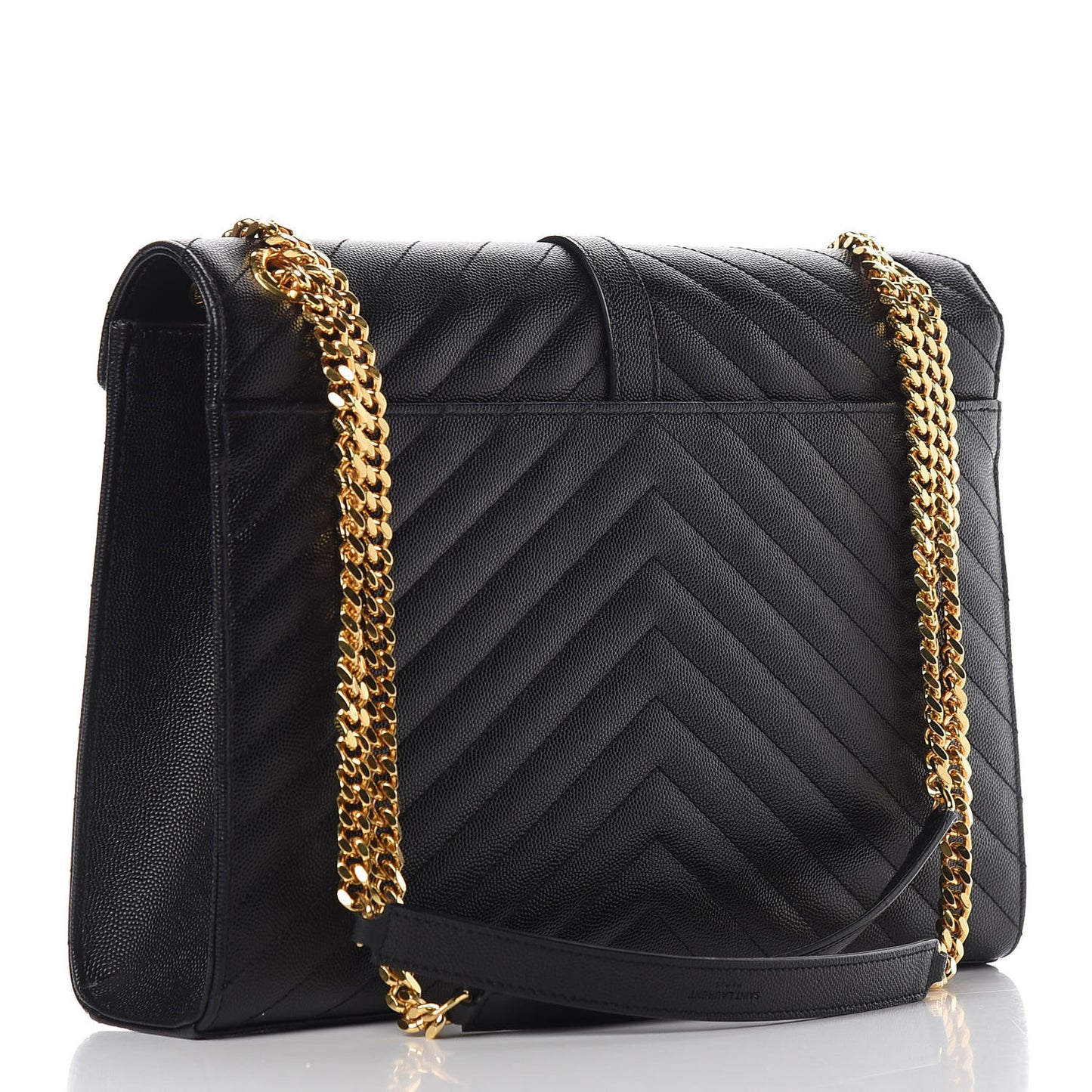 Grain De Poudre Matelasse Chevron Large Monogram Satchel Black